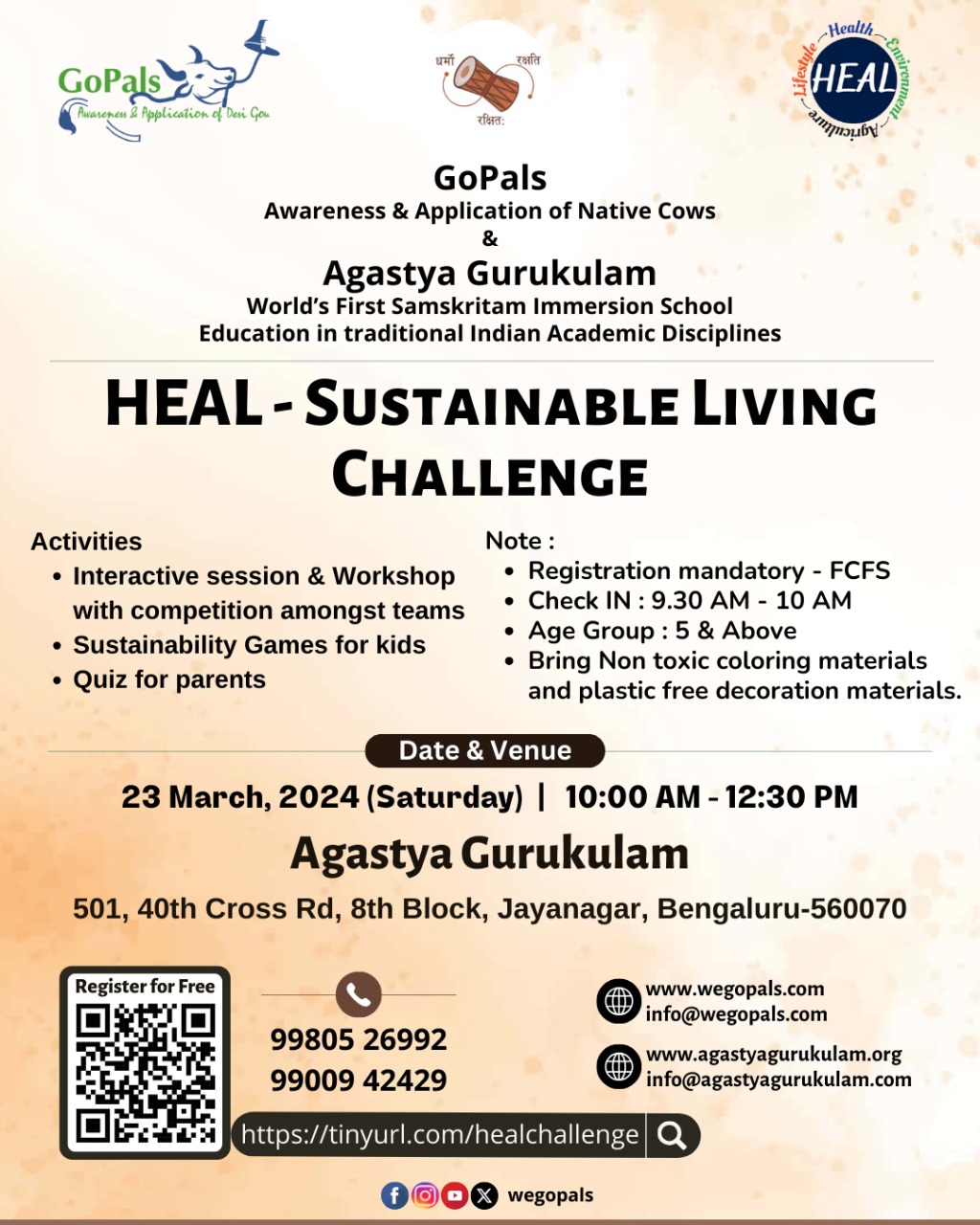 HEAL Sustainable Living Competitive Workshop - Bangalore, 23rd Mar 2024